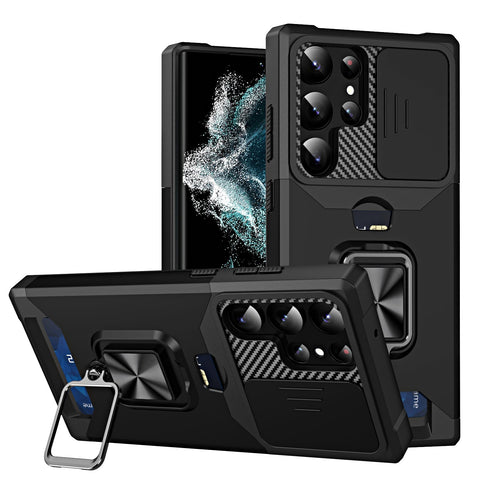 EASY GADGETS Galaxy S22 Ultra Rugged Phone Case with Cardholder and Kickstand - Easy Gadgets