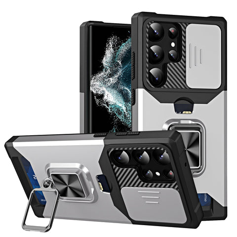 EASY GADGETS Galaxy S22 Ultra Rugged Phone Case with Cardholder and Kickstand - Easy Gadgets
