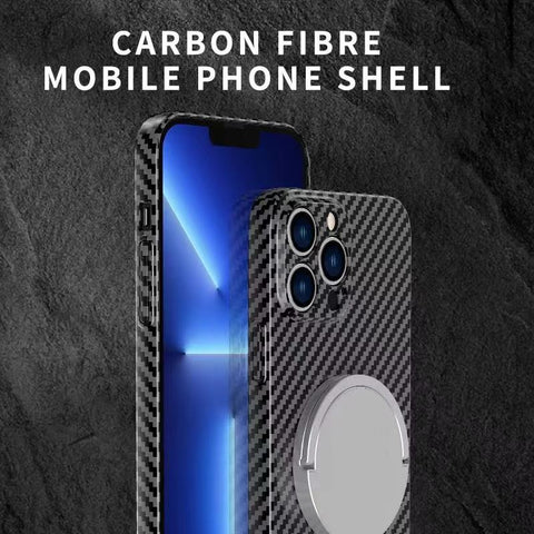 EASY GADGETS iPhone 11 Carbon Fiber Texture Phone Case with Magnetic Ring - Easy Gadgets