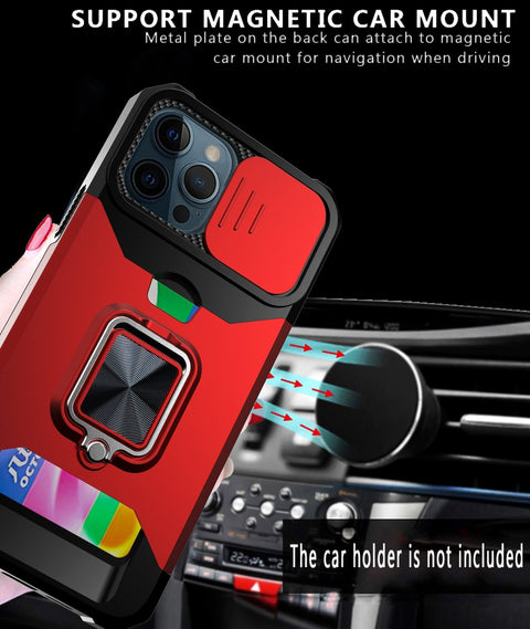 EASY GADGETS iPhone 13 Pro Max Rugged Phone Case with Cardholder and Kickstand - Easy Gadgets