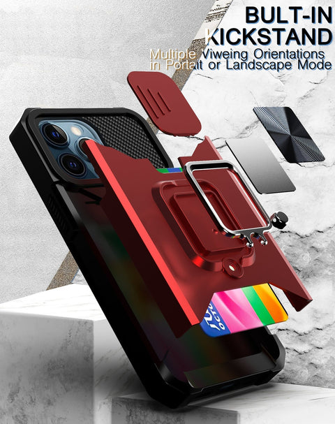 EASY GADGETS iPhone 14 Pro Rugged Phone Case with Cardholder and Kickstand - Easy Gadgets