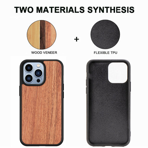 Wood-Pattern TPU Case for iPhone 13 – Durable & Lightweight