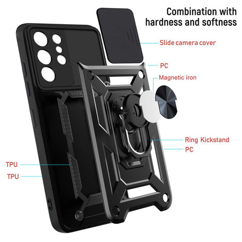 SAMSUNG Galaxy S10 Plus Strong magnetic phone case with kickstand and lens cover - Easy Gadgets