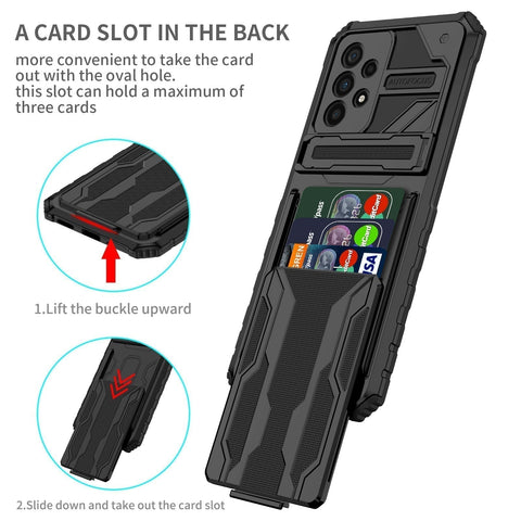 Samsung Galaxy S21 FE Case Rugged Style with Hidden Card Slot and Kickstand - Easy Gadgets