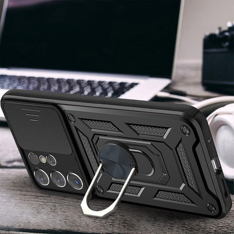 SAMSUNG Galaxy S21 Ultra Strong magnetic phone case with kickstand and lens cover - Easy Gadgets