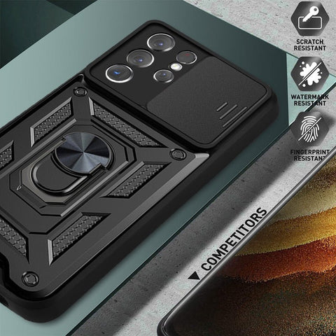 SAMSUNG Galaxy S21 Ultra Strong magnetic phone case with kickstand and lens cover - Easy Gadgets