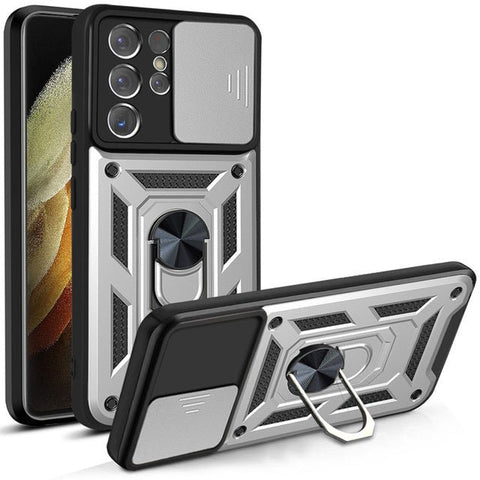 SAMSUNG Galaxy S21 Ultra Strong magnetic phone case with kickstand and lens cover - Easy Gadgets