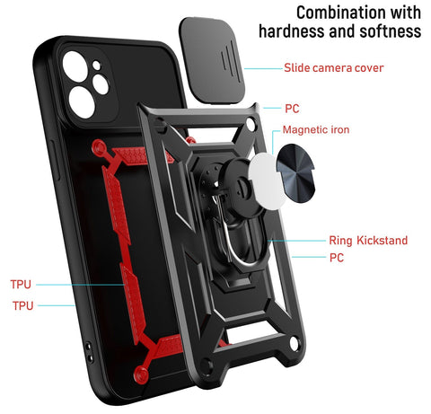 Strong magnetic phone case with kickstand and lens cover for iPhone 12 - Easy Gadgets