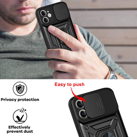 Strong magnetic phone case with kickstand and lens cover for iPhone 12 - Easy Gadgets