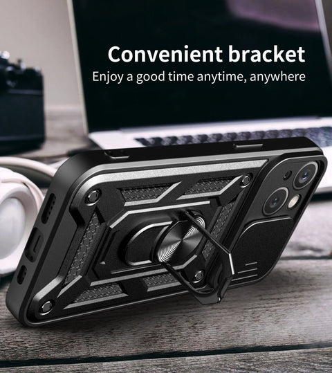 Strong magnetic phone case with kickstand and lens cover for iPhone 14 - Easy Gadgets