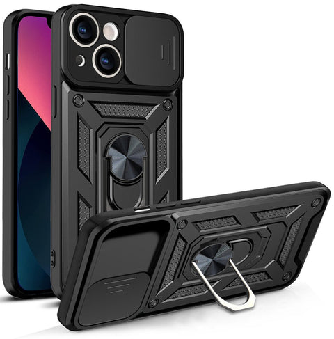 iPhone 14 Plus Phone Case with Built-in Ring Kickstand and Lens Cover iPhone 14 Plus Phone Case with Built-in Ring Kickstand and Lens Cover