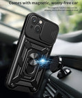 Strong magnetic phone case with kickstand and lens cover for iPhone 14 Plus - Easy Gadgets